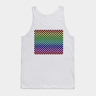 Black Checkered Rainbow Ombre Pattern Tank Top